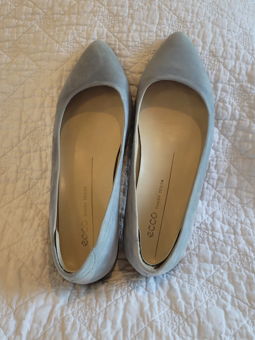 Ecco Light Pale Blue Pointed-Toe Ballet Flats Euro Sz 36